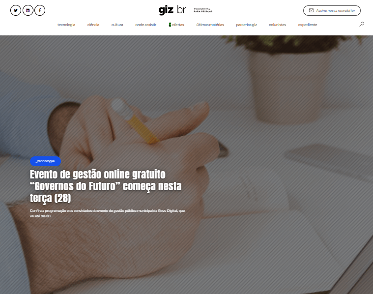 Notícia no site da giz_br