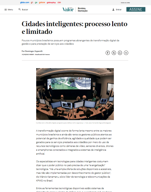 Notícia no site da Valor